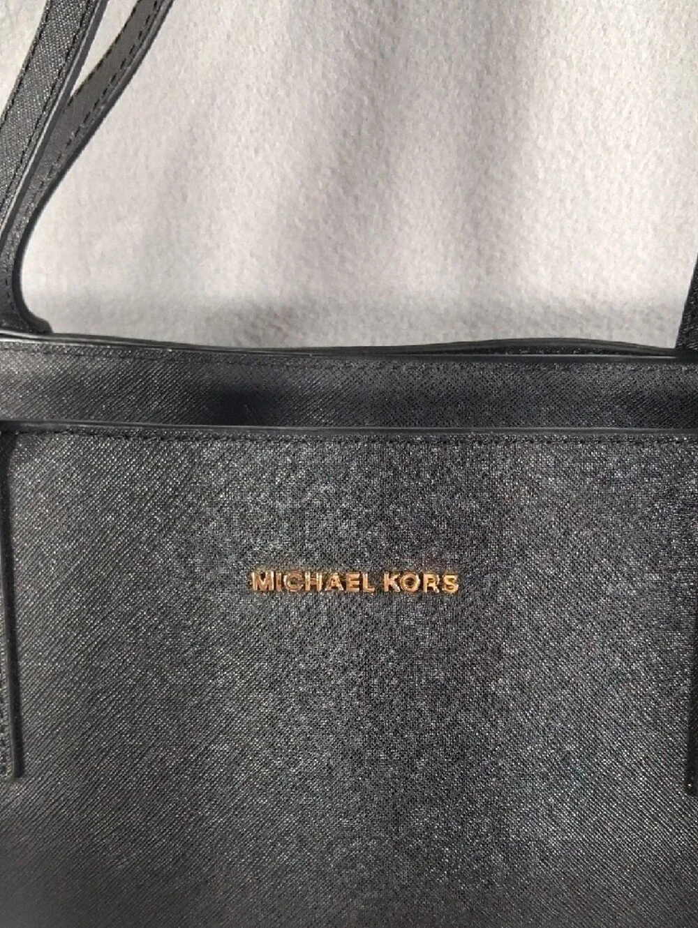 Michael Kors Black Saffiano Tote with Gold Logo - Picture 2 of 11
